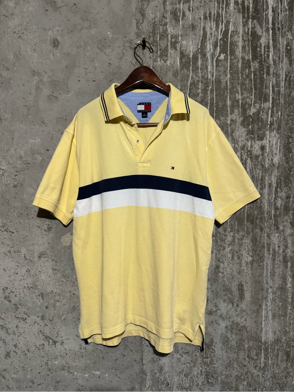 Tommy Hilfiger Yellow Navy White Striped Polo